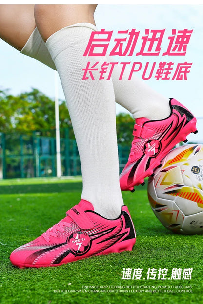 Kids Soccer Cleats Football Shoes AG/TF Studs Non Slip Wear Resistant Breathable Training Sneakers Children Boy Girl Match Boots