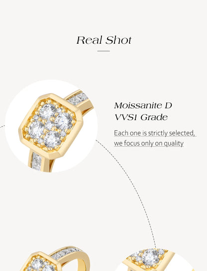Square Cluster Moissanite Ring DVVS1 925 Sterling Silver Classic Engagement Rings Elegant Wedding Band Jewelry ForWoman