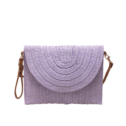 Straw Woven Shoulder Crossbody Bag Beach Clutch Handbag Casual Summer Handmade Envelope Bags for Women Totes Purse