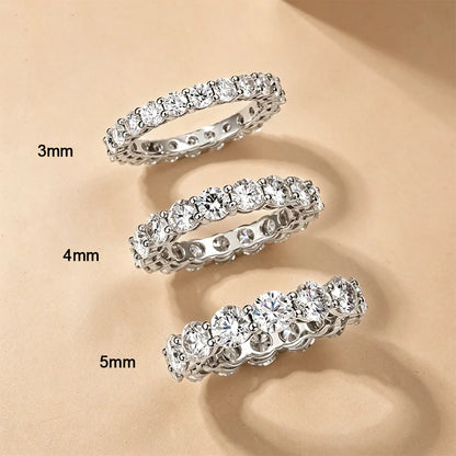2/3/5mm Full Moissanite Eternity Ring for Women Engagement S925 Silver Rings Lab Diamond Wedding Band Classic Jewelry