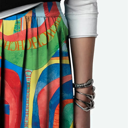 2024 Summer New Print Retro Midi Half Skirt Women's Elegant Lace Lower Half Colored Printed Half Skirt