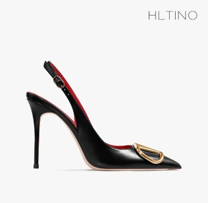 Fahion Slingback Black Comfortable Women Summer Shoes Very High Heel Sandals 2025 Trend for Wedding Party Dress