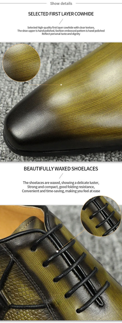 Men's Oxfords Leather Shoes for Male Office Formal Social Elegant Fashion Poited Toe Wedding Party High Quality Dress Offic Shoe