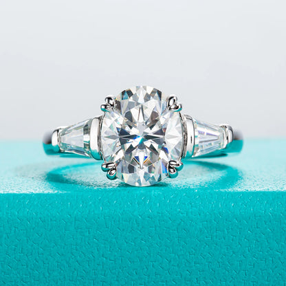 3.8cttw Oval Cut D Color Moissanite Diamond Engagement  925 Sterling Silver Rings For Women  Jewelry Wholesale