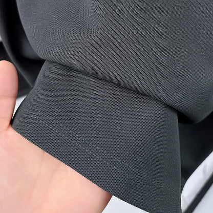 High Quality Man Short-Sleeved Polo Shirt Lapel Button Color Blocking Pattern Printing New T-Shirt Business Casual Men'sClothing