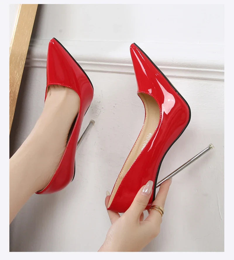 European And American Fashion Single Shoes European Station Pointed Toe Metal Thin Heel Elegant Women's Shoes High Heels Simple