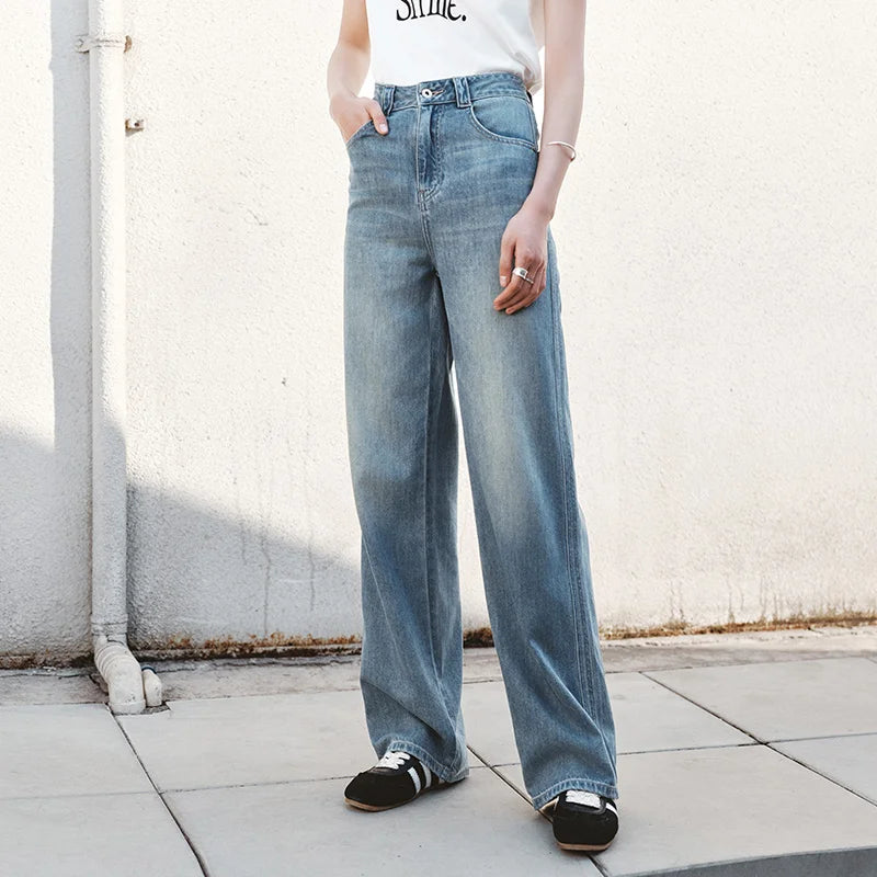 Semir Jeans Women Cool Feeling Wide Leg 2025 New Summer Leg-Lengthening Floor-Length Pants Trendy for Fashionable Style