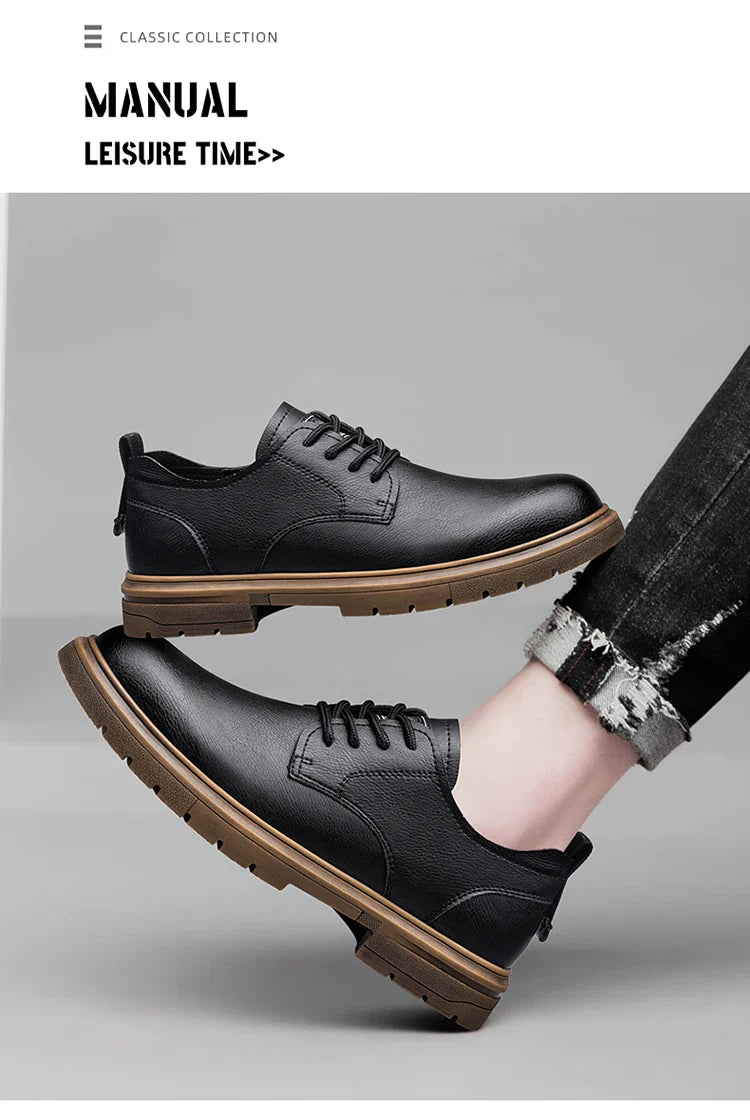 handmade men's shoes business casual leather shoes breathable soft sole comfortable classic lace-up men's shoes