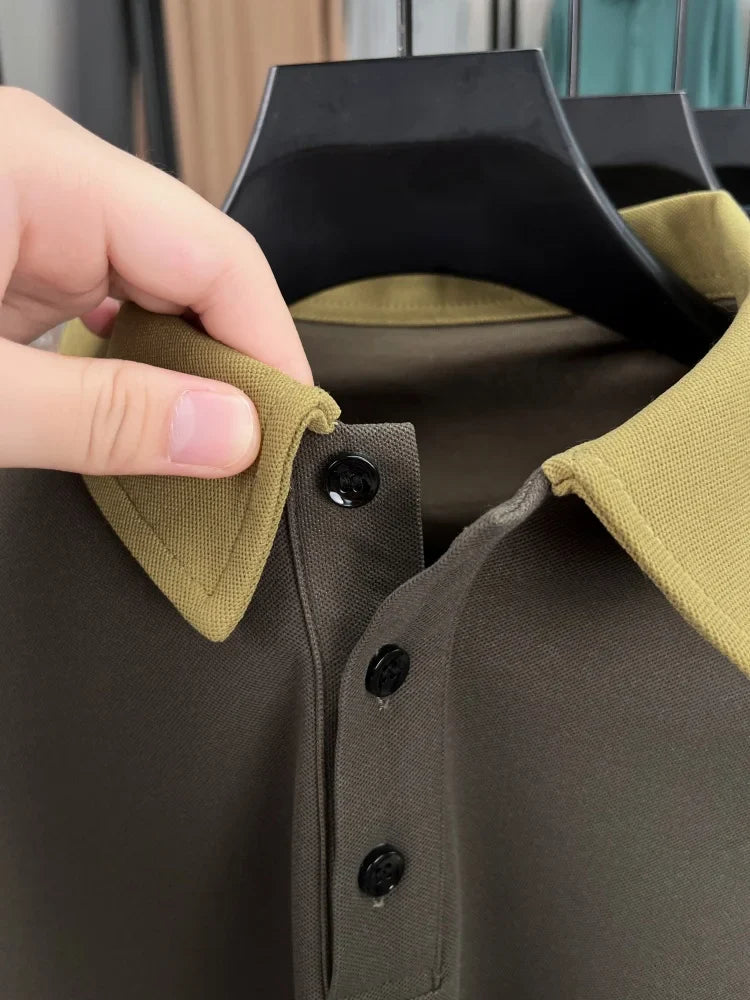 High quality luxury long sleeve polo shirt  men's spring autumn new trend brand cute dog embroidery Korean casual lapel T-shirt