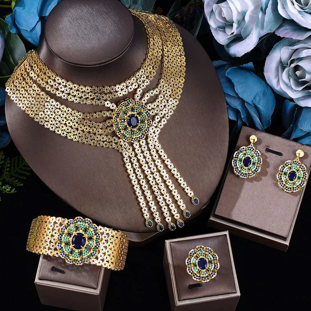 2022 Líbia Dubai Venda Quente Conjuntos de Joias Banhados a Ouro 24k para Noivas e Mulheres