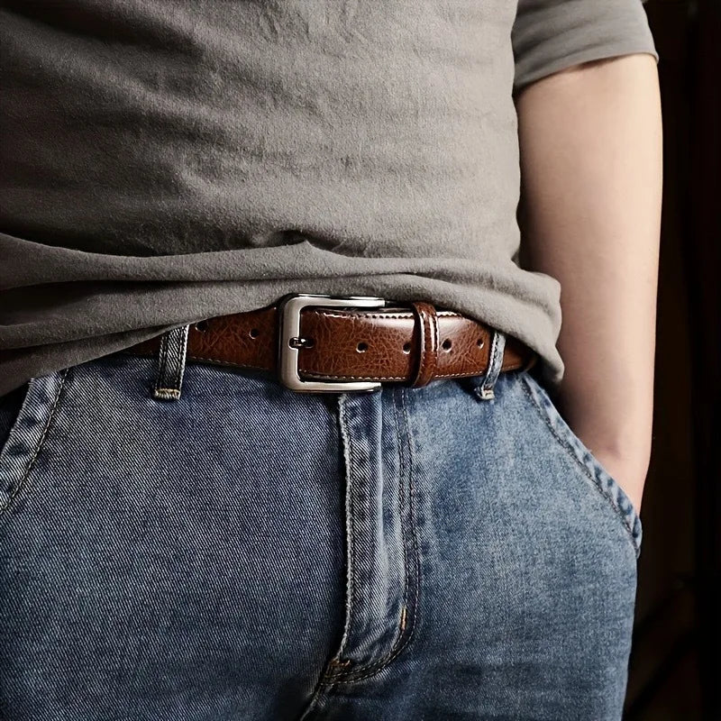 Cross-Border Foreign Trade Belt Men's High-End Versatile Business Belt Pin Buckle Source Manufacturer Wholesale