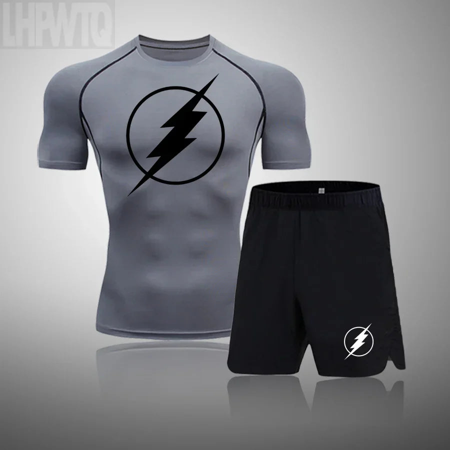 2024 Men's Running Fitness Sportswear Athletic T-Shirt Training Gym Clothes Sports Suits Workout Jogging Rashguard Men's Kit