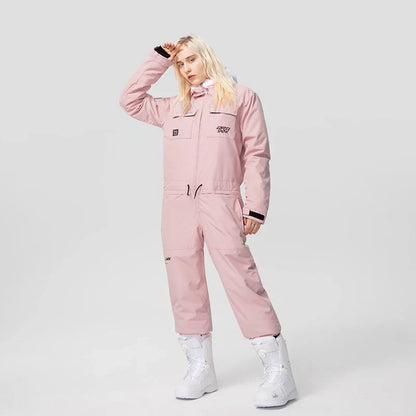 Thick Men Women One-Piece Ski Jumpsuit Outdoor Sports Snowboard Jacket Warm Jump Suit Waterproof Winter Clothes Overalls Hooded