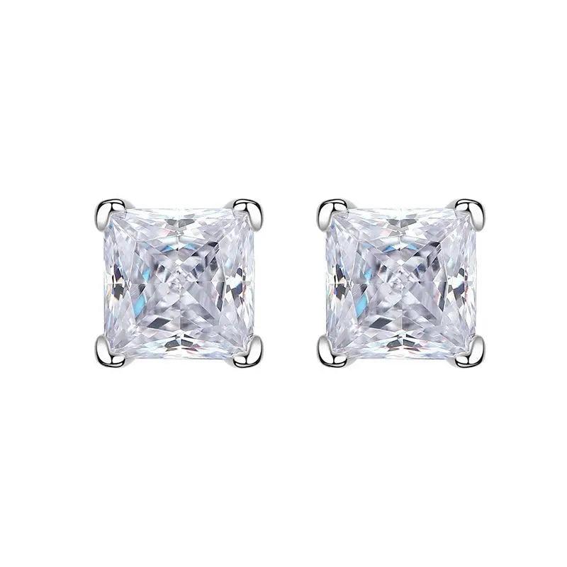 6x6mm Yellow Pink High Carbon Diamond Gemstone Earrings for Women 100% 925 Sterling Silver Classic Fine Jewelry Wholesale