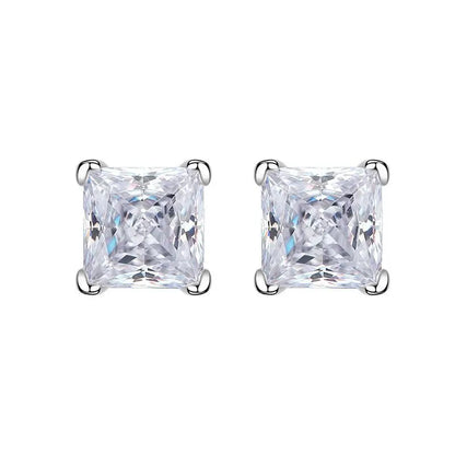 6x6mm Yellow Pink High Carbon Diamond Gemstone Earrings for Women 100% 925 Sterling Silver Classic Fine Jewelry Wholesale