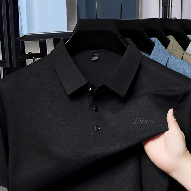 Premium Luxury Man New T-Shirt Polo Shirt Lapel Button Letter Print European Style Summer Hot-Selling Casual Sports MensClothing