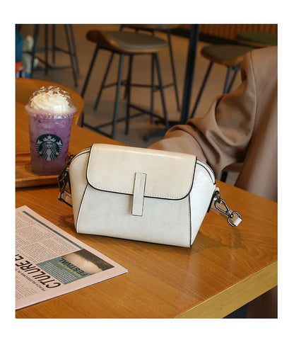 Women's Small Phone Bag Fashionable Oil Wax Cowhide Leather Handbag Versatile and Simple Shoulder Bag High Quality Crossbody Bag