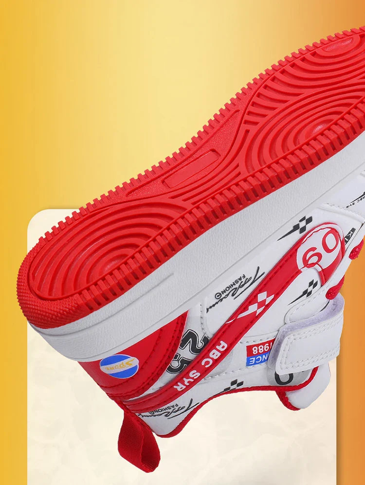 Cute girls and boys basketball shoes school activities children's casual shoes low-cut shoes autumn and winter new leather shoes