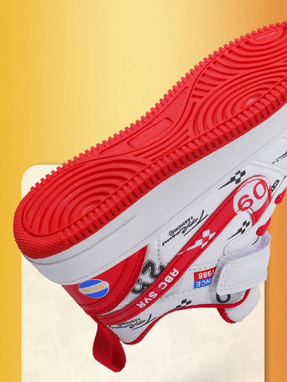 Cute girls and boys basketball shoes school activities children's casual shoes low-cut shoes autumn and winter new leather shoes