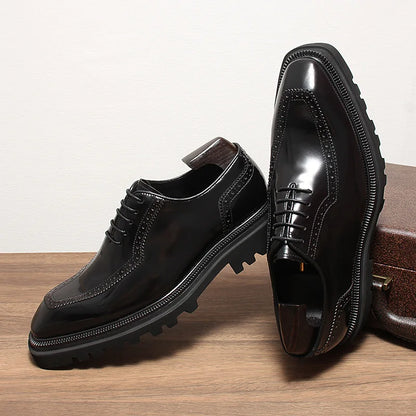 High Quality Height Increase Oxford Dress Shoes Men Genuine Cow Leather Suit Shoes Lift Brogues Wedding Formal Elevator Shoes