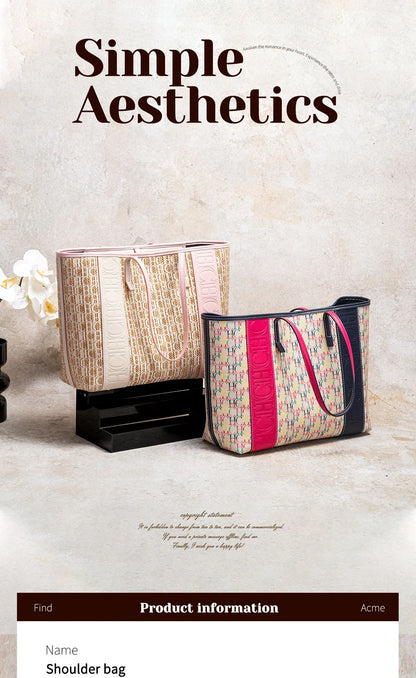 Women's Tote Bag New PVC Large Capacity Splicing Design Women's Bag Commuter Coffee Color Handbag