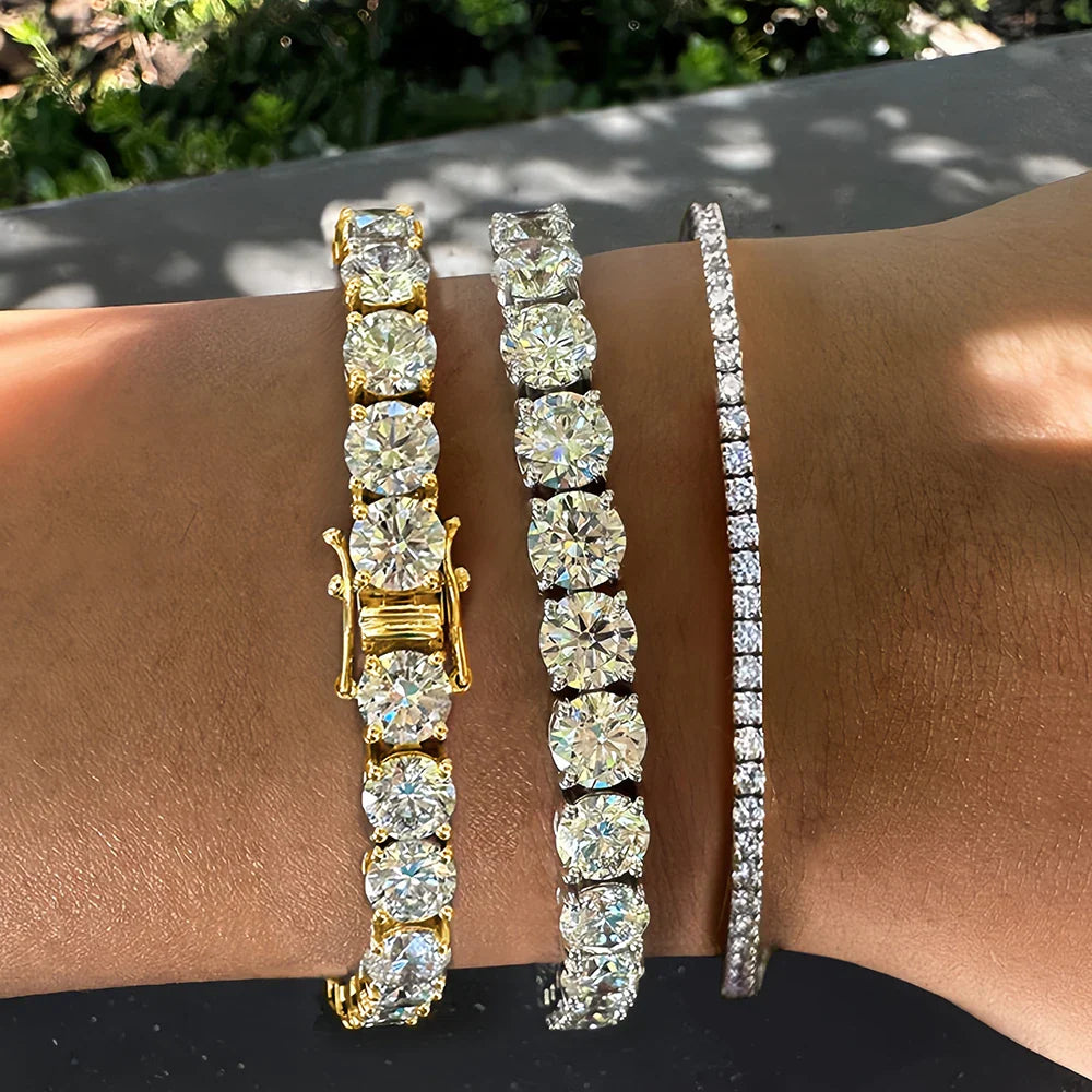8mm Big Moissanite Diamond Tennis Bracelet for Women Men S925 Silver Plated 18k Yellow/White Gold BangleCertified Certificates