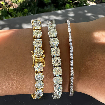 8mm Big Moissanite Diamond Tennis Bracelet for Women Men S925 Silver Plated 18k Yellow/White Gold BangleCertified Certificates