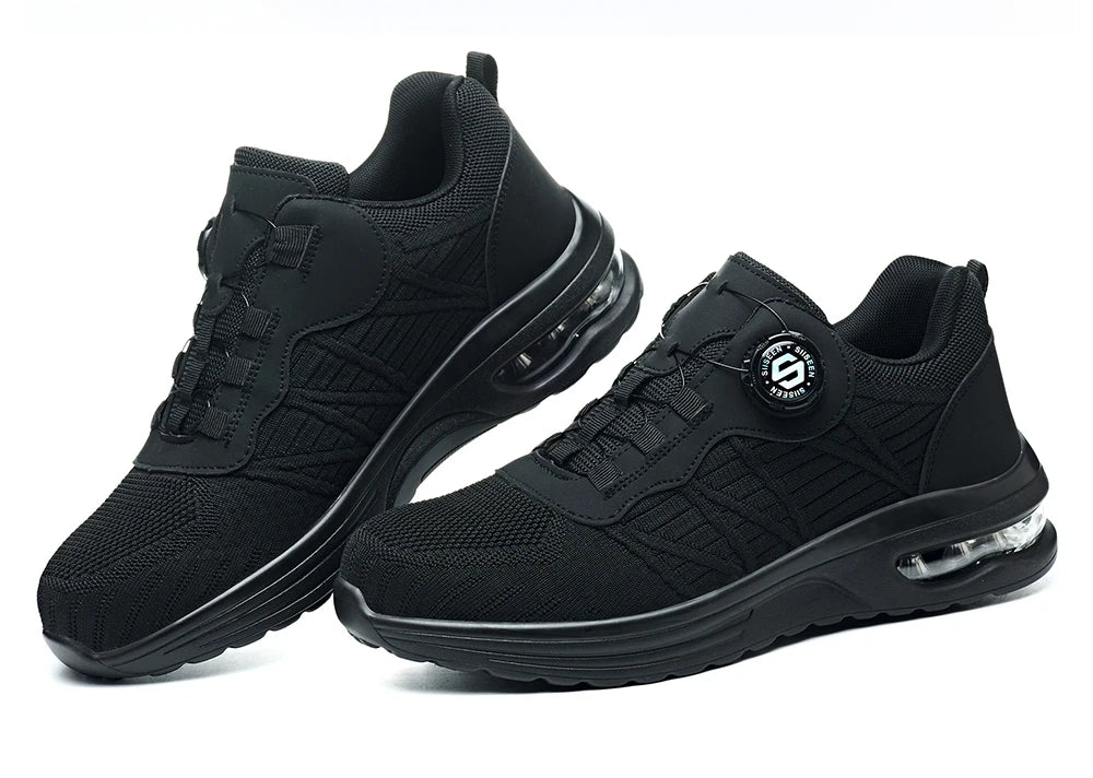 New Men's Rotary Buckle Safety Shoes Anti-Impact Anti-Piercing Lightweight Work Boots Fashion Sporty Design for Outdoor Pro