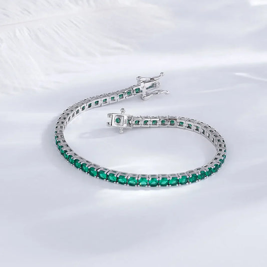 925 Silver Tennis Bracelet, 3mm Pave CZ, Dark Ruby/Rainbow/Blue/Green/Black, Eternity Design, Fine Jewelry for Women