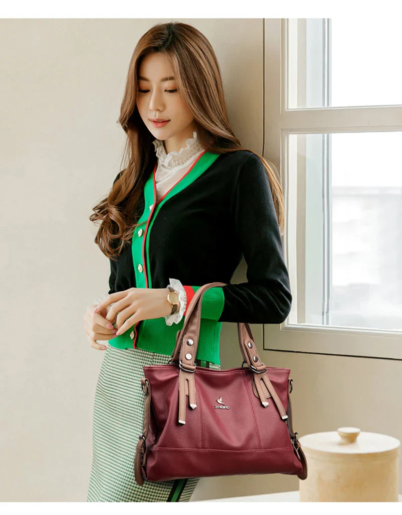 100% Cow Leather Handbag Women Genuine Leather Shoulder Bags Natural High Quality Cowhide Crossbody Large Capacity Messenger Bag