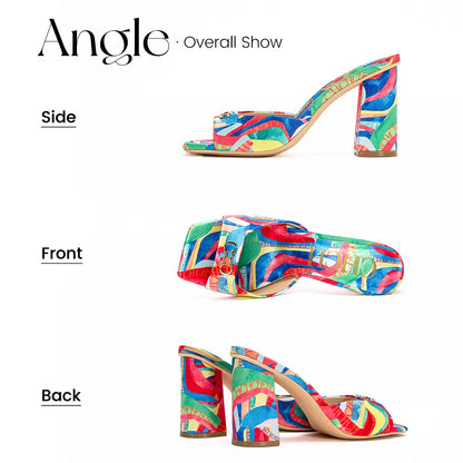 Women's Thick Heel Sandals 2024 Brand New Square Open Toe Sliding Toe Sandals