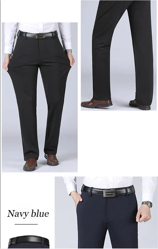 Mens Summer Spring Business Casual Pants Lightweight Dress Pants Formal Suit Pants Man Classic Khaki Grey Straight Trousers