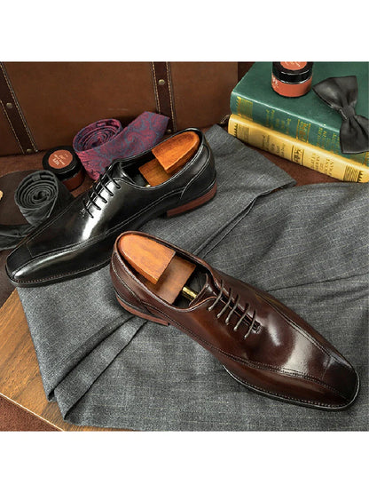 Italian Mens Calf Leather Oxfords Dress Business Shoes - 2025 New Arrival Popular Office Formal Shoes for Parties And Weddings