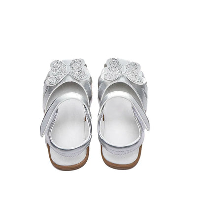 Leather sparkling butterfly Girls flat Sandals closed toe little kids girls summer shoes