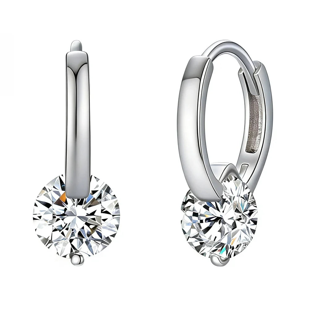 GRA Cerfied 2carat Moissanite Hoop Earrings for Women 925 Sterling Silver 8mm Sparkling Lab Diamond Huggies Earring Fine Jewelry
