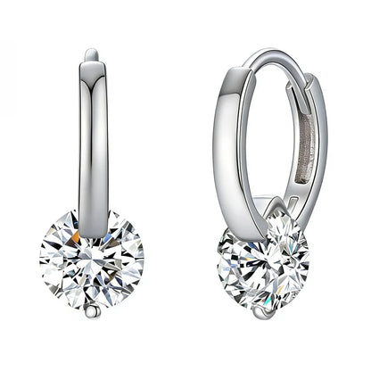 GRA Cerfied 2carat Moissanite Hoop Earrings for Women 925 Sterling Silver 8mm Sparkling Lab Diamond Huggies Earring Fine Jewelry