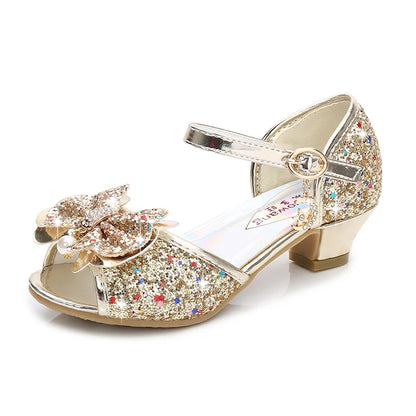 Girls High Heels For Kids Princess Leather Sandals Children Halloween Cosplay Party Wedding Dancing Shoes Fashion Crystal Shoes
