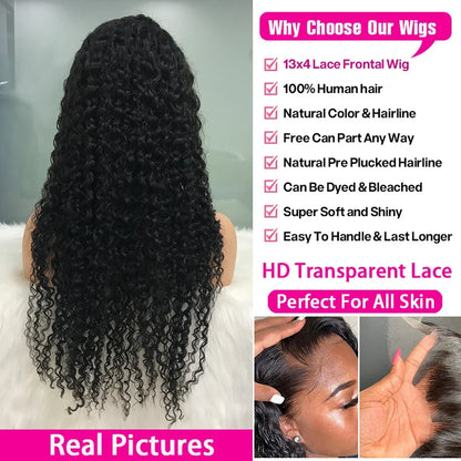 250 Density 13x4 13x6 360 Hd Transparent Lace Front Wigs Deep Wave Lace Frontal Wig Water Wave Curly Human Hair Pre Plucked Lace