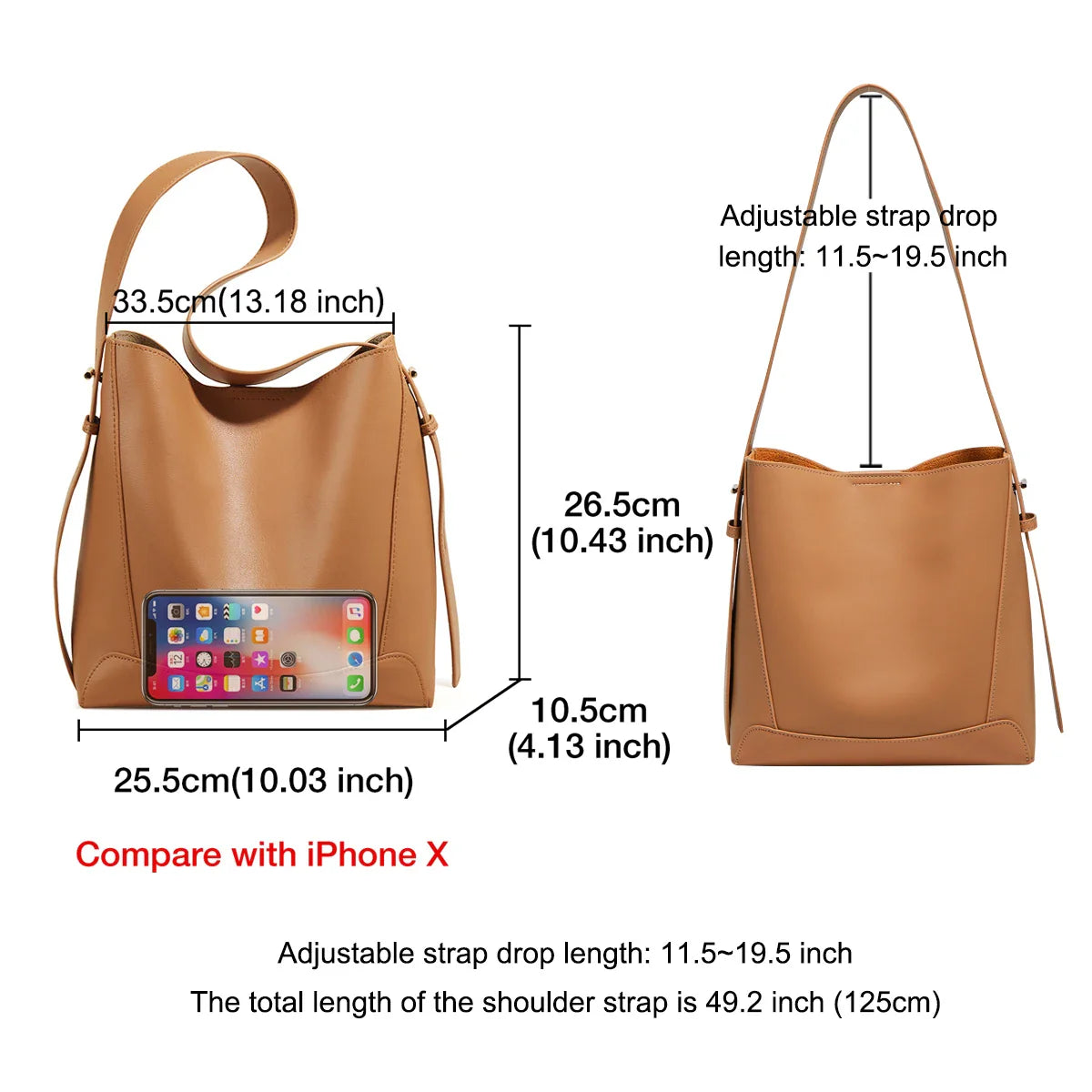 Lady Women Hobo Bucket Bag Split Leather Fashion Shoulder Bags Large Capacity Handbag Wide Adjustable Strap Female Bags