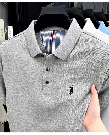 100% pure cotton high-end brand men's short sleeve polo shirt summer fashion original pony embroidery golf Paul  casual T-shirt