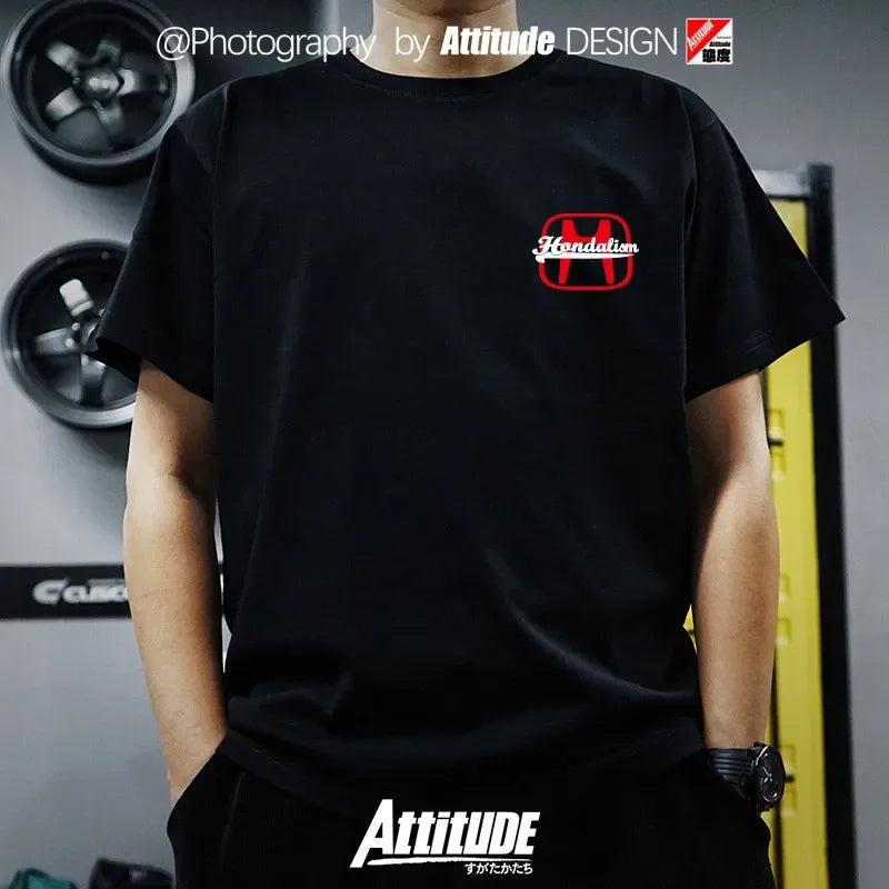 2026 VTEC Racing Club T-shirt JDM Car Enthusiast Graphic T-shirt Men's Pure Cotton Street Style Top
