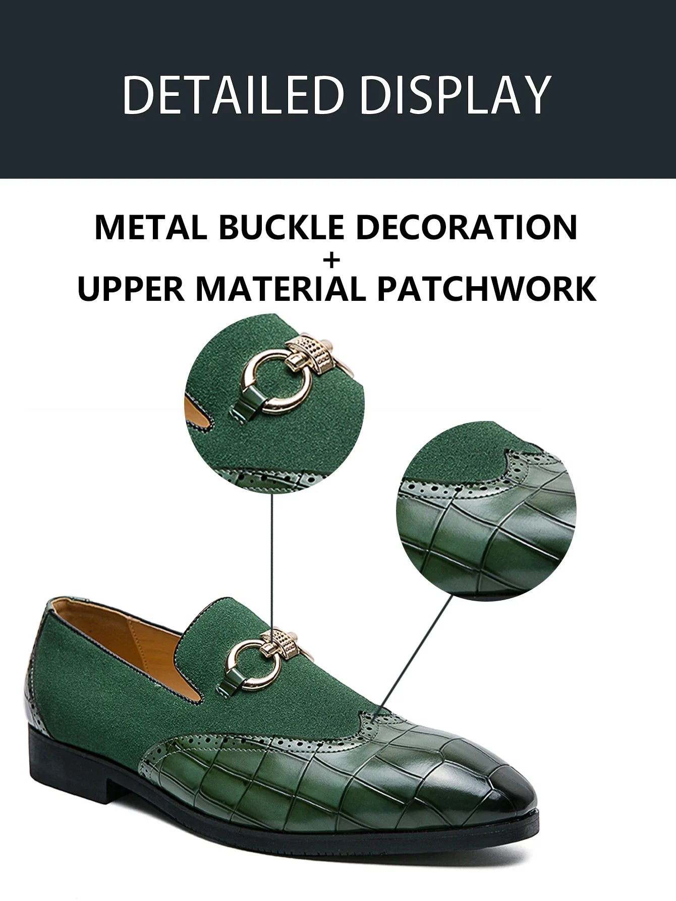 Men's Formal Leather Shoes British Style Slip On Loafers Pointed Toe Breathable Non-Slip Business Elegant Dress Wedding Office
