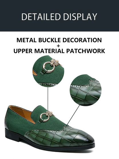 Men's Formal Leather Shoes British Style Slip On Loafers Pointed Toe Breathable Non-Slip Business Elegant Dress Wedding Office