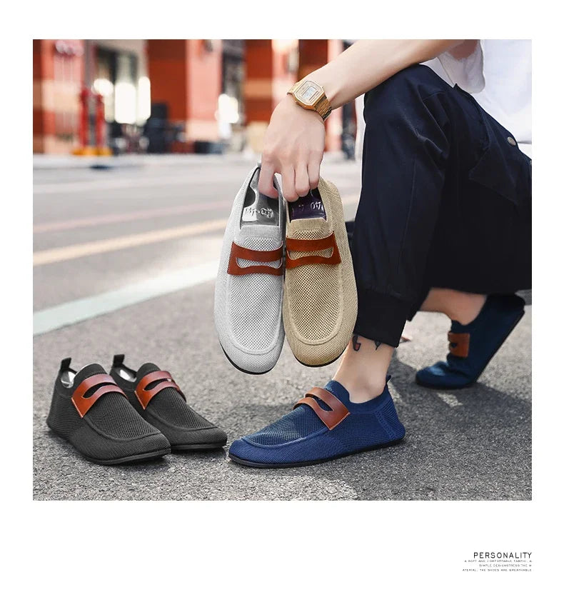 Men's Non Slip Loafers Thin Bottom Breathable Casual Slip on Lightweight Fashion Loafer Comfortable Driving Office Shoes
