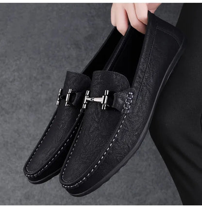 Men's shoes large size simple men's lazy casual shoes for men's black light driving loafers men's shoes leather shoes