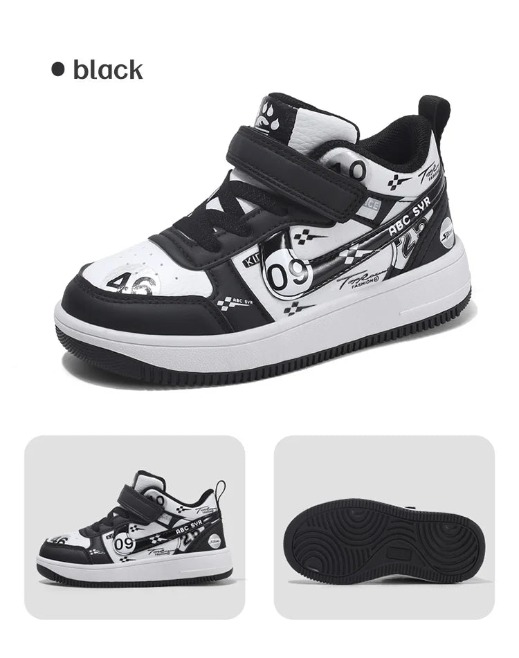 Cute girls and boys basketball shoes school activities children's casual shoes low-cut shoes autumn and winter new leather shoes