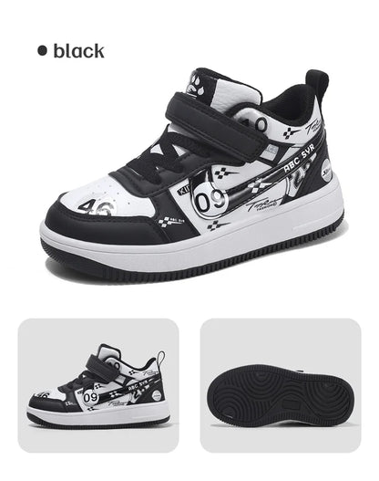 Cute girls and boys basketball shoes school activities children's casual shoes low-cut shoes autumn and winter new leather shoes