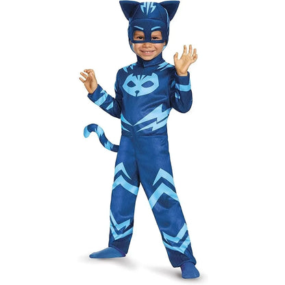 cosplay Blue Pajama Boys Girls Anime Hero Costume with Mask Cosplay Clothe Suit Child Halloween costume Birthday Party Kids Gift