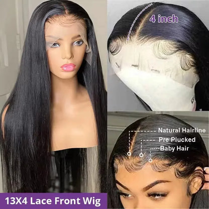 13x4 Bone Straight Human Hair Wigs 13x6 Hd Lace Frontal Hair 40 Inch Straight Transparent Lace Human Hair Wigs For Black Women