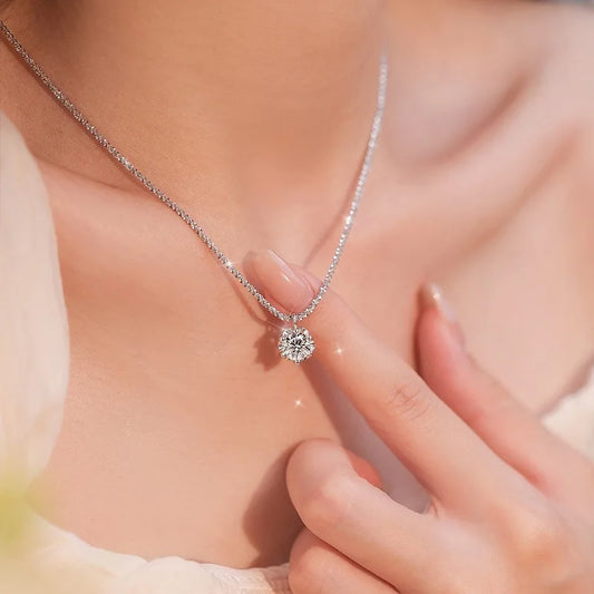 Luxury 925 Sterling Silver AAAAA Zircon Pendant Necklace Fashion Italian Silver Necklace Women Jewelry